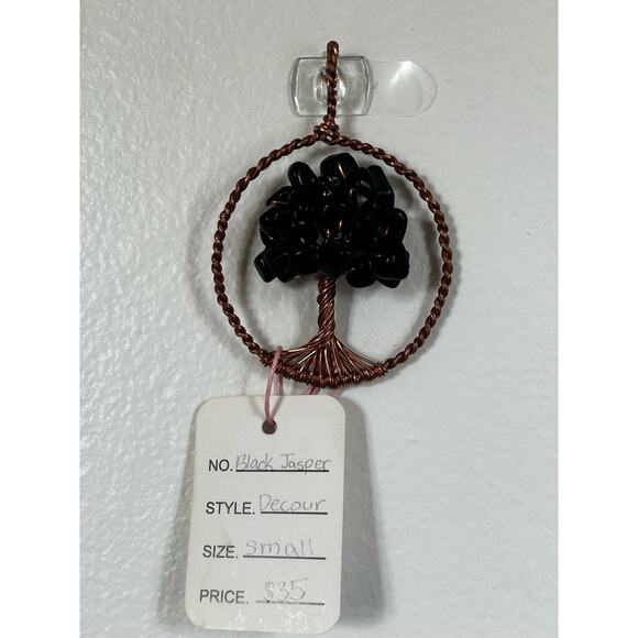 Handmade Copper and Serpentine Crystal Tree of life 3.5x2” Wall Decor - Picture 2 of 5